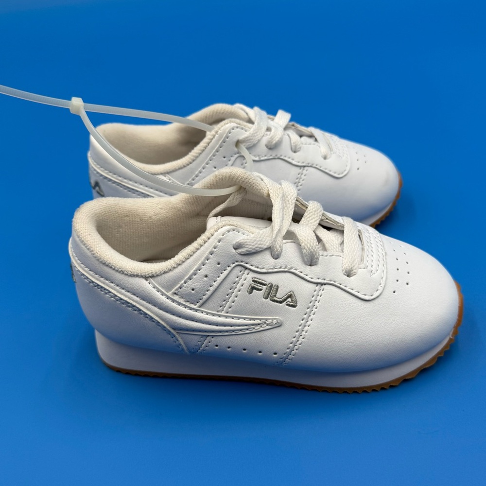Fila Kids White and Tan Sneakers